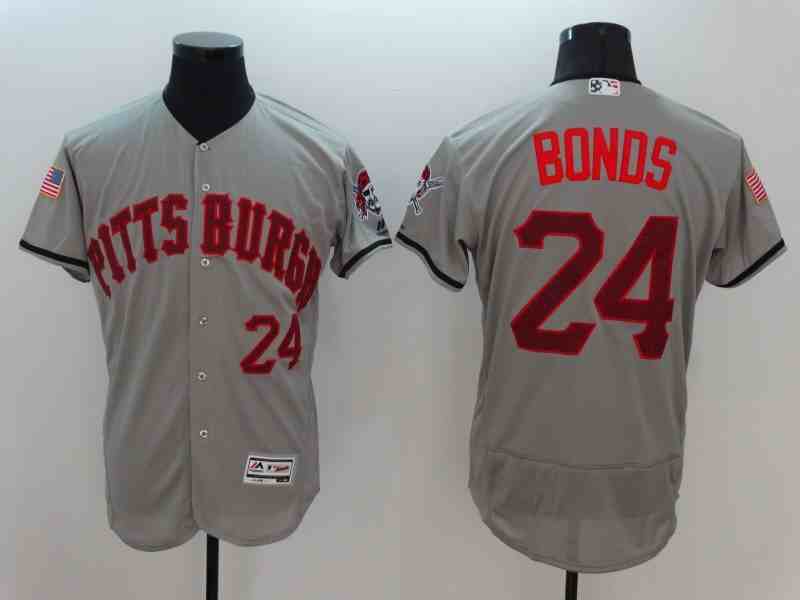 Men's Pittsburgh Pirates #24 Barry Bonds Grey Fashion Stars & Stripes Flexbase Authentic Stitched MLB Jersey