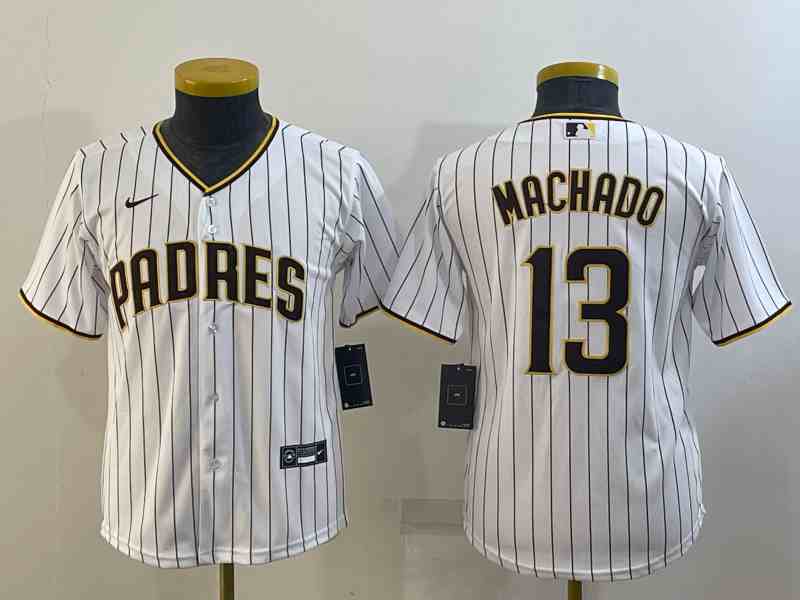 Women's San Diego Padres #13  Manny Machado White Stitched MLB Cool Base Nike Jersey