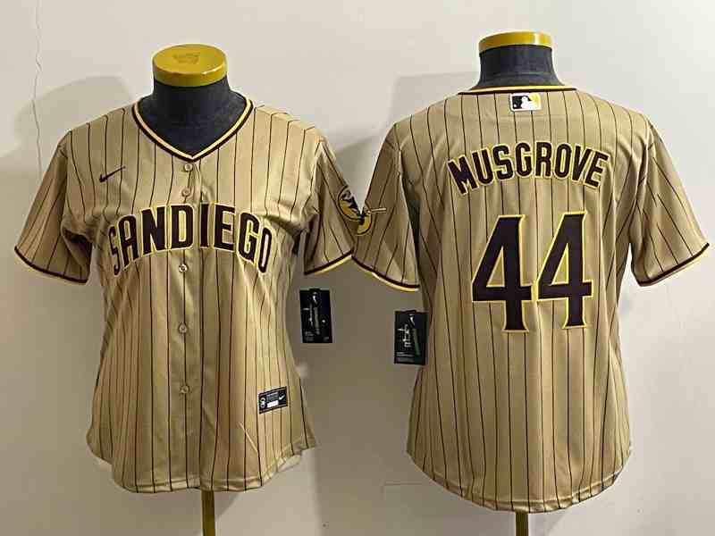 Women's San Diego Padres #44 Joe Musgrove Brown Cool Base Stitched Baseball Jersey