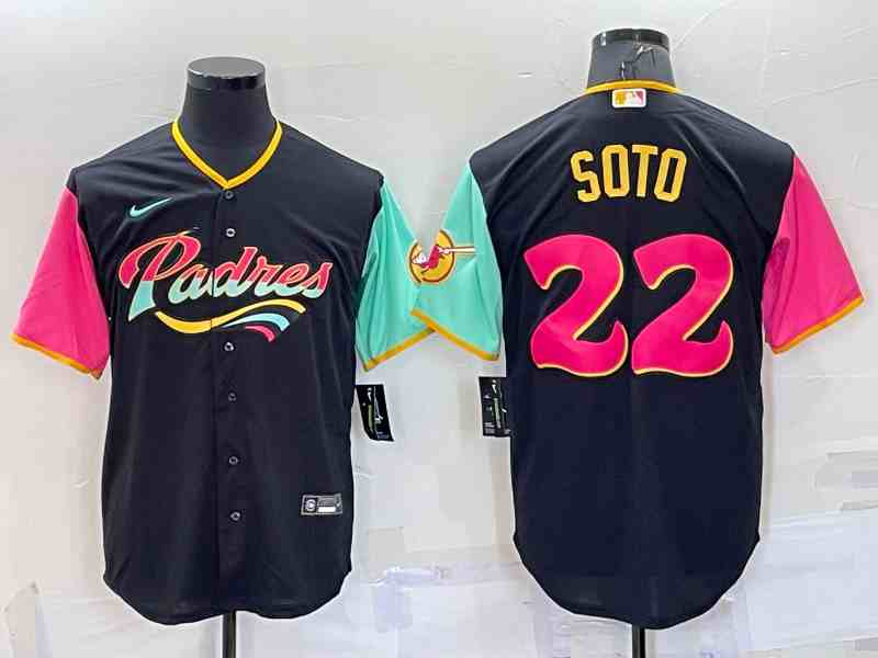 Men's San Diego Padres #22 Juan Soto Black 2022 City Connect Cool Base Stitched Jersey