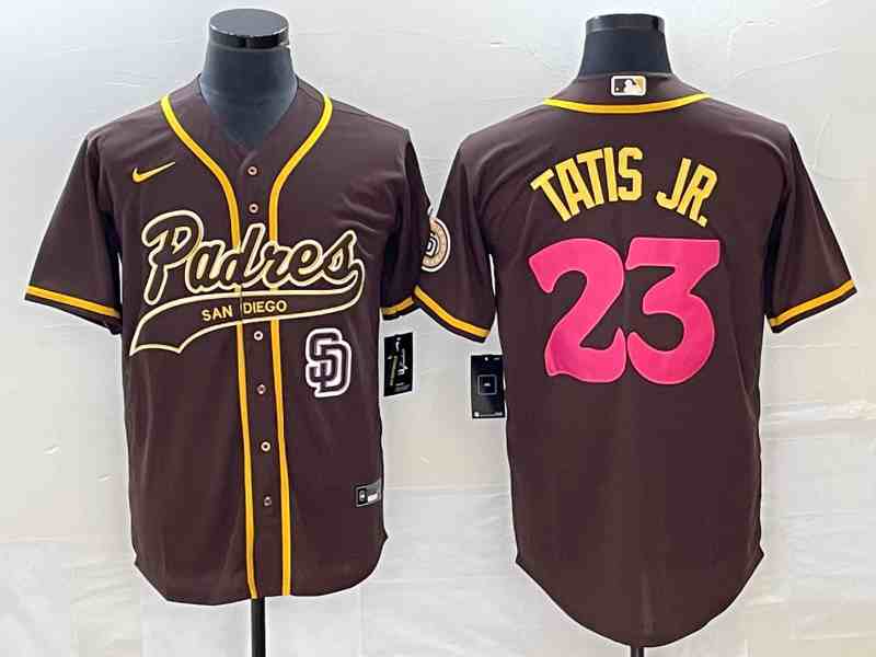 Men's San Diego Padres #23 Fernando Tatis Jr Brown NEW 2023 City Connect Cool Base Stitched Jersey 1