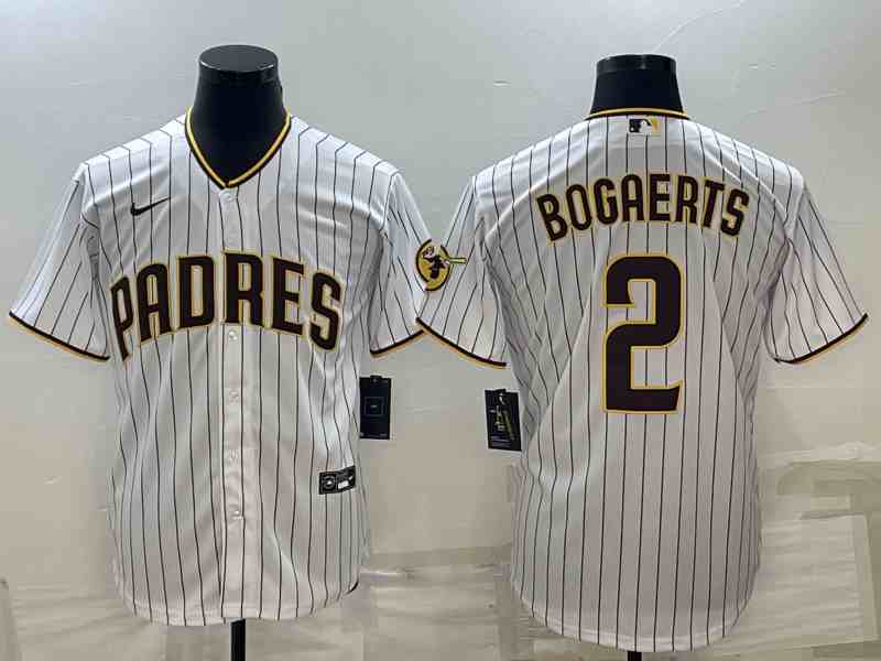 Men's San Diego Padres #2 Xander Bogaerts White With Patch Cool Base Stitched Baseball Jersey