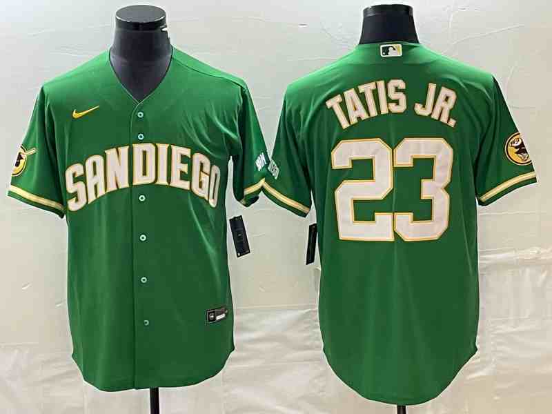 Men's San Diego Padres #23 Fernando Tatis Jr Green Cool Base Stitched Baseball Jersey 1