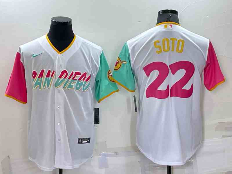 Men's San Diego Padres #22 Juan Soto White 2022 City Connect Cool Base Stitched Jersey (2)