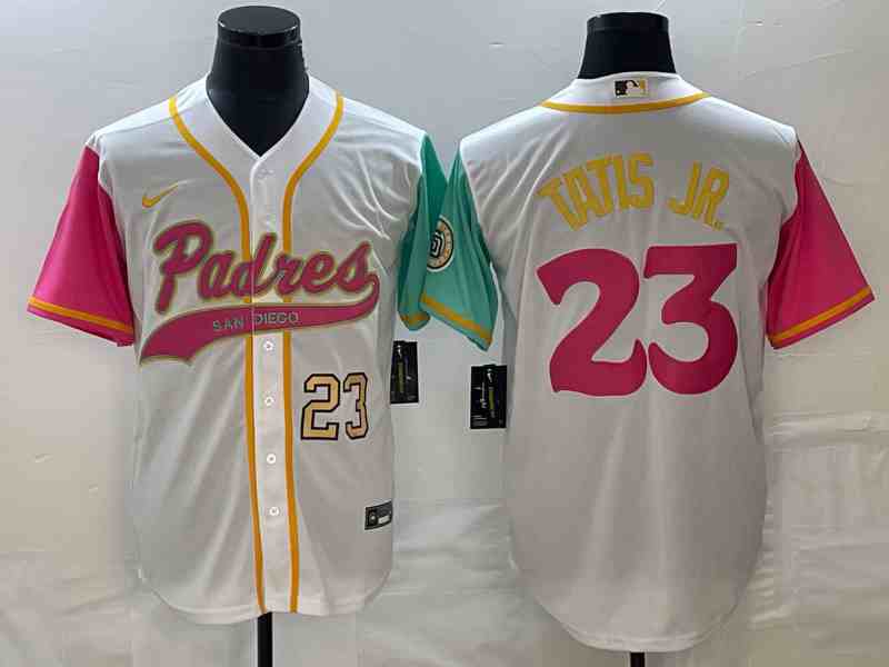 Men's San Diego Padres #23 Fernando Tatis Jr Number White NEW 2023 City Connect Cool Base Stitched Jersey (2)
