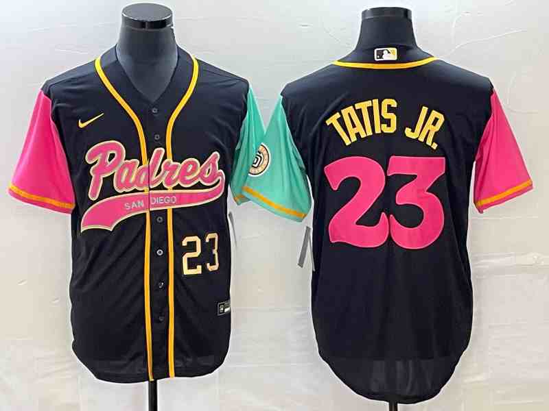 Men's San Diego Padres #23 Fernando Tatis Jr Number Black NEW 2023 City Connect Cool Base Stitched Jersey