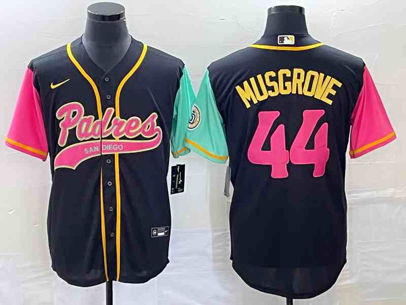 Men's San Diego Padres #44 Joe Musgrove Black NEW 2023 City Connect Cool Base Stitched Jersey1
