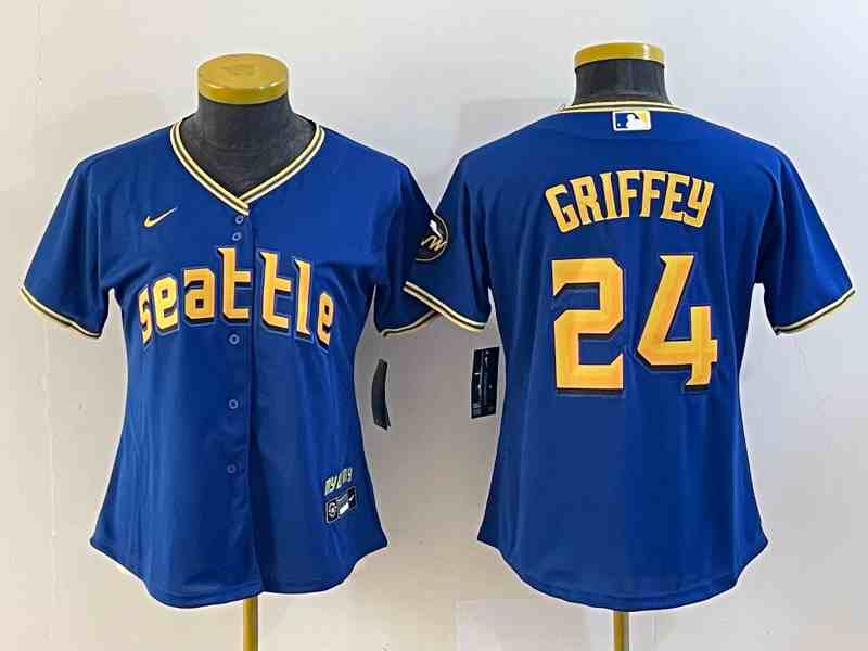 Youth Seattle Mariners #24 Ken Griffey Blue 2023 City Connect Cool Base Stitched Jersey