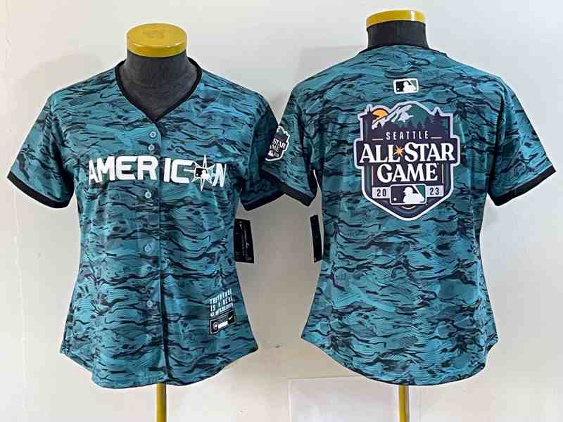 Youth Seattle Mariners Blank Teal 2023 All-Star Cool Base With Patch Stitched Baseball Jersey4