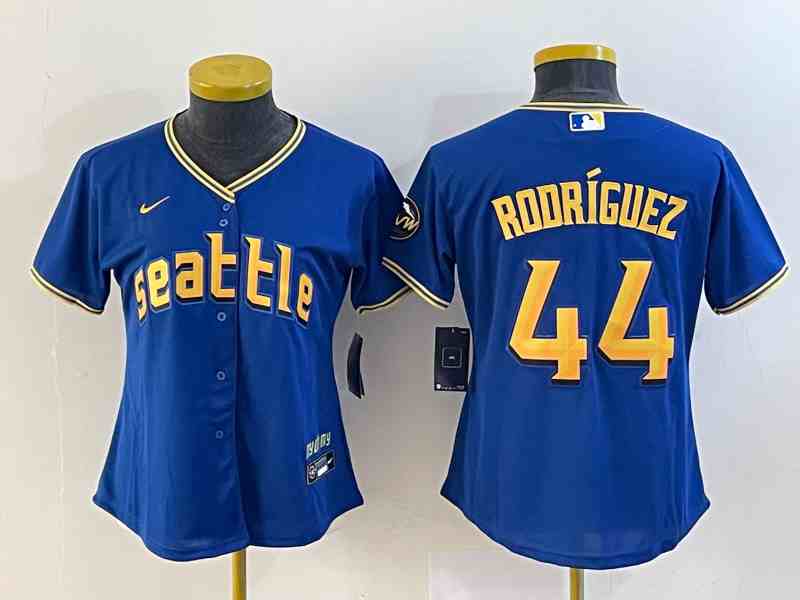 Youth Seattle Mariners #44 Julio Rodriguez Blue 2023 City Connect Cool Base Stitched Jersey