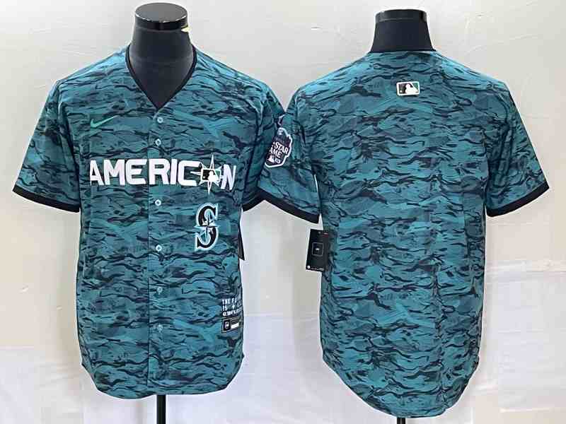 Men's Seattle Mariners Blank Teal 2023 All-Star Cool Base With Patch Stitched Baseball Jersey1