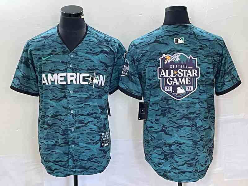 Men's Seattle Mariners Blank Teal 2023 All-Star Cool Base With Patch Stitched Baseball Jersey2