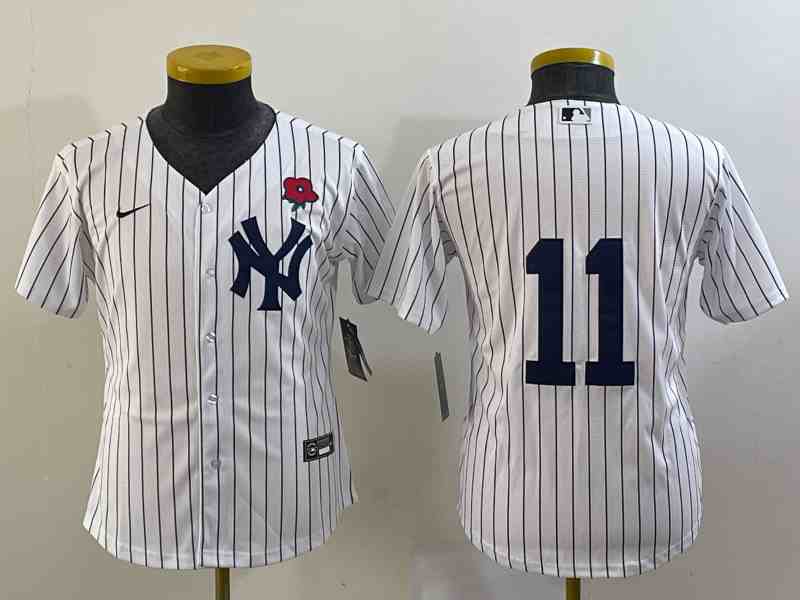 Youth New York Yankees #11 Anthony Volpe White Cool Base Stitched Jersey (2)