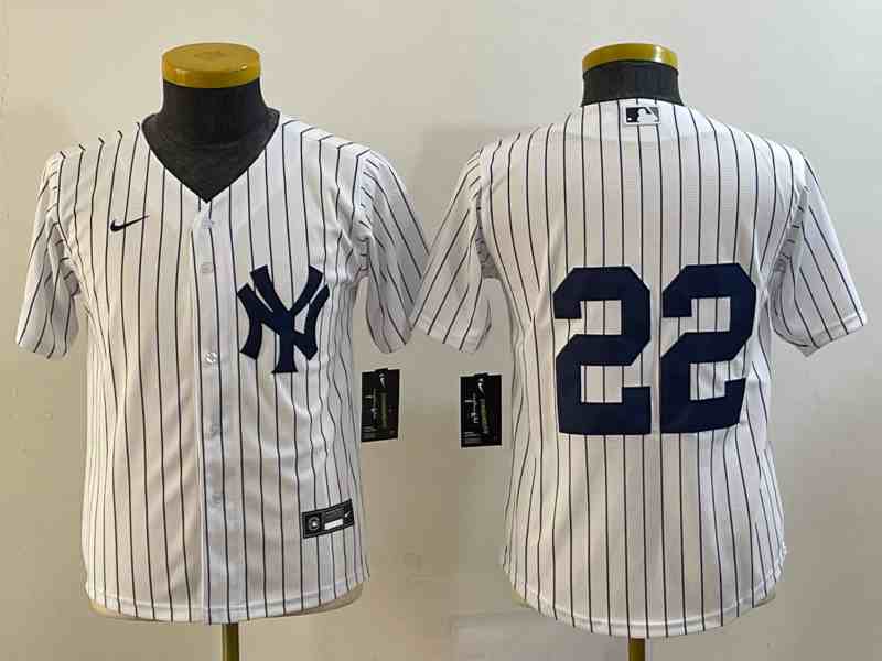 Youth New York Yankees #22 Harrison Bader White Cool Base Stitched Jersey
