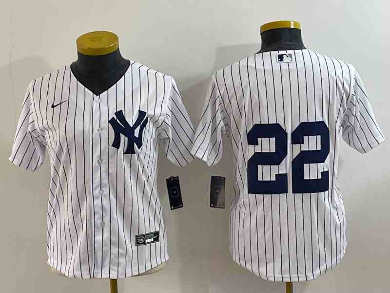 Women's New York Yankees #22 Harrison Bader White Cool Base Stitched Jersey