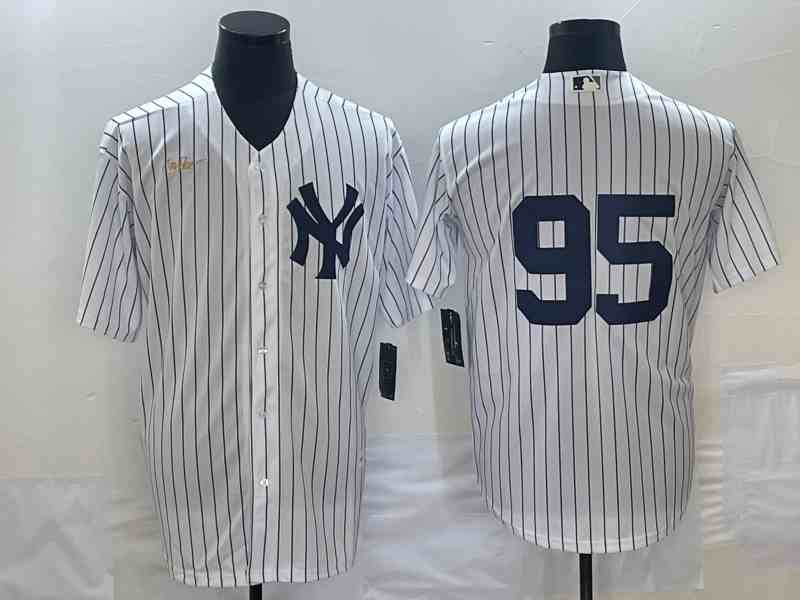 Men's New York Yankees #95 Oswaldo Cabrera White No Name Throwback Stitched MLB Cool Base Nike Jersey
