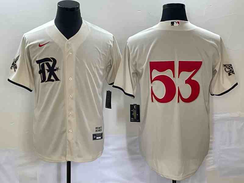 Men's Texas Rangers #53 Adolis Garcia Cream 2023 City Connect Cool Base Stitched Jersey