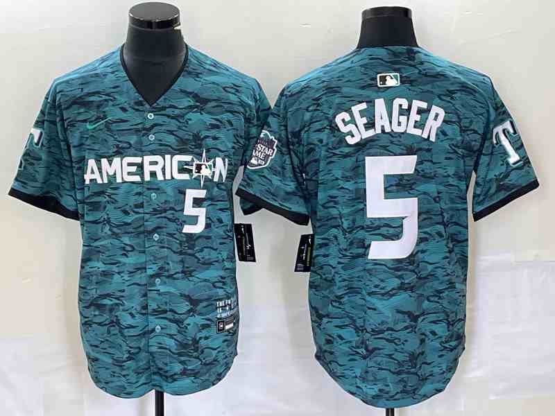 Men's Texas Rangers #5 Corey Seager Teal 2023 All Star Stitched Baseball Jersey