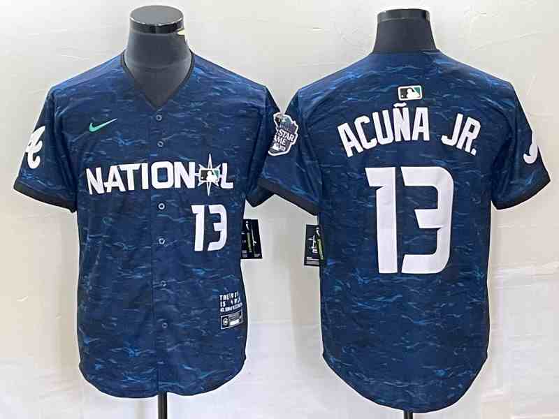 Men's  Atlanta Braves #13 Ronald Acuna Jr Nike Teal 2023 MLB All-Star Game Limited Player Jersey