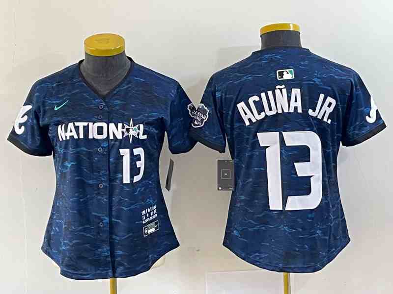 Women's Atlanta Braves #13 Ronald Acuna Jr Nike Teal 2023 MLB All-Star Game Limited Player Jersey