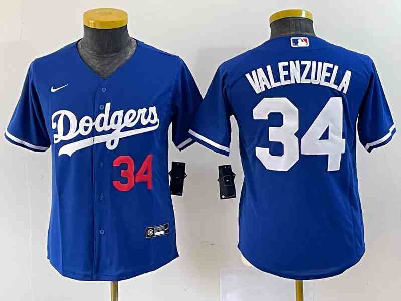 Women's Los Angeles Dodgers 34 Fernando Valenzuela  Nike Royal City Connect Replica Player Jersey