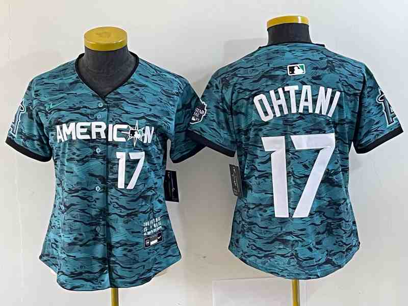 Women's Los Angeles Angels American League 17  Shohei Ohtani Nike Teal 2023 MLB All-Star Game Limited Player Jersey