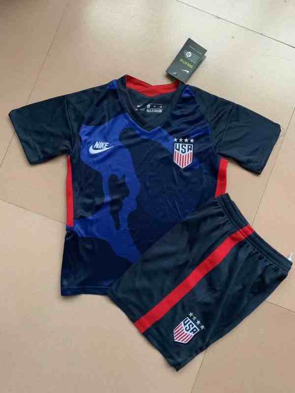 Kids kit 2020 USA away blue Custom Replica Jersey