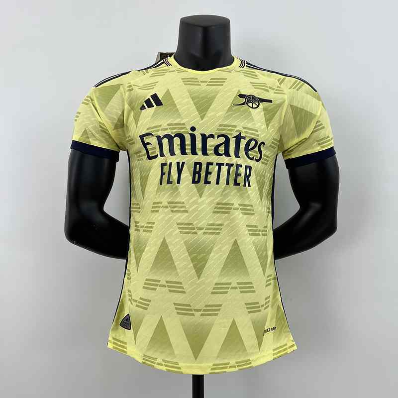 Men's Arsenal 2023-24 away yellow player version Custom Replica Jersey