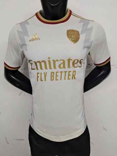 Men's Arsenal 2023-24 white gold loge player version Custom Replica Jersey