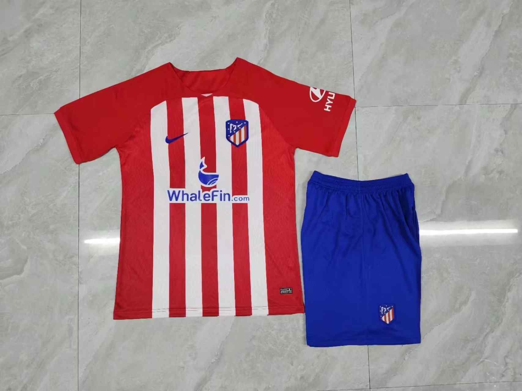 Men's Atletico de Madrid 2023-24 Home Custom  Replica Jersey Kit