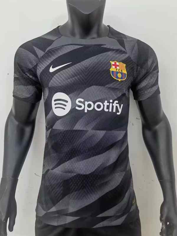 Men's Barcelona Nike 2023-24 black gk player version Custom Replica Jersey