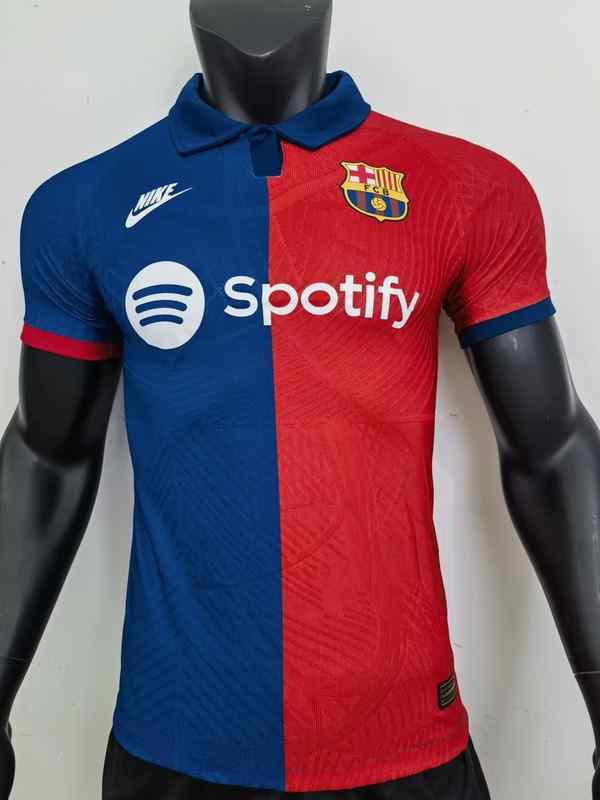 Men's Barcelona Nike 2023-24 red blue special player version Custom Replica Jersey