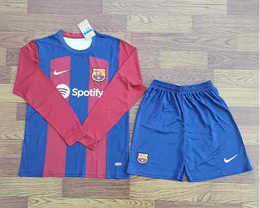 Men's Barcelona Nike 2023-24 Home Stadium Replica Long Sleeve Kit Jersey - Royal