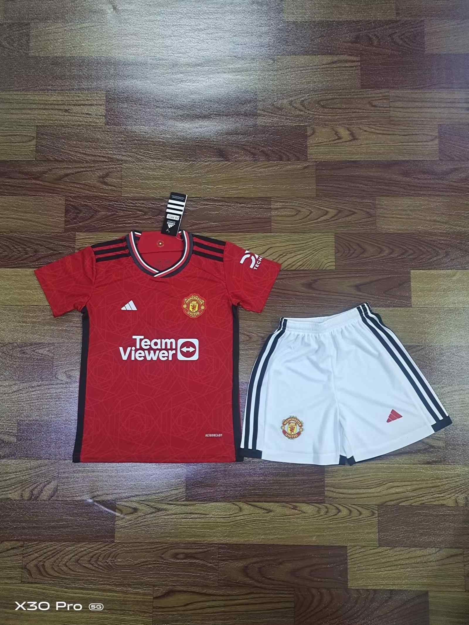 Youth Manchester United adidas 2023-24 Home Mini Kit  Custom Replica jersey