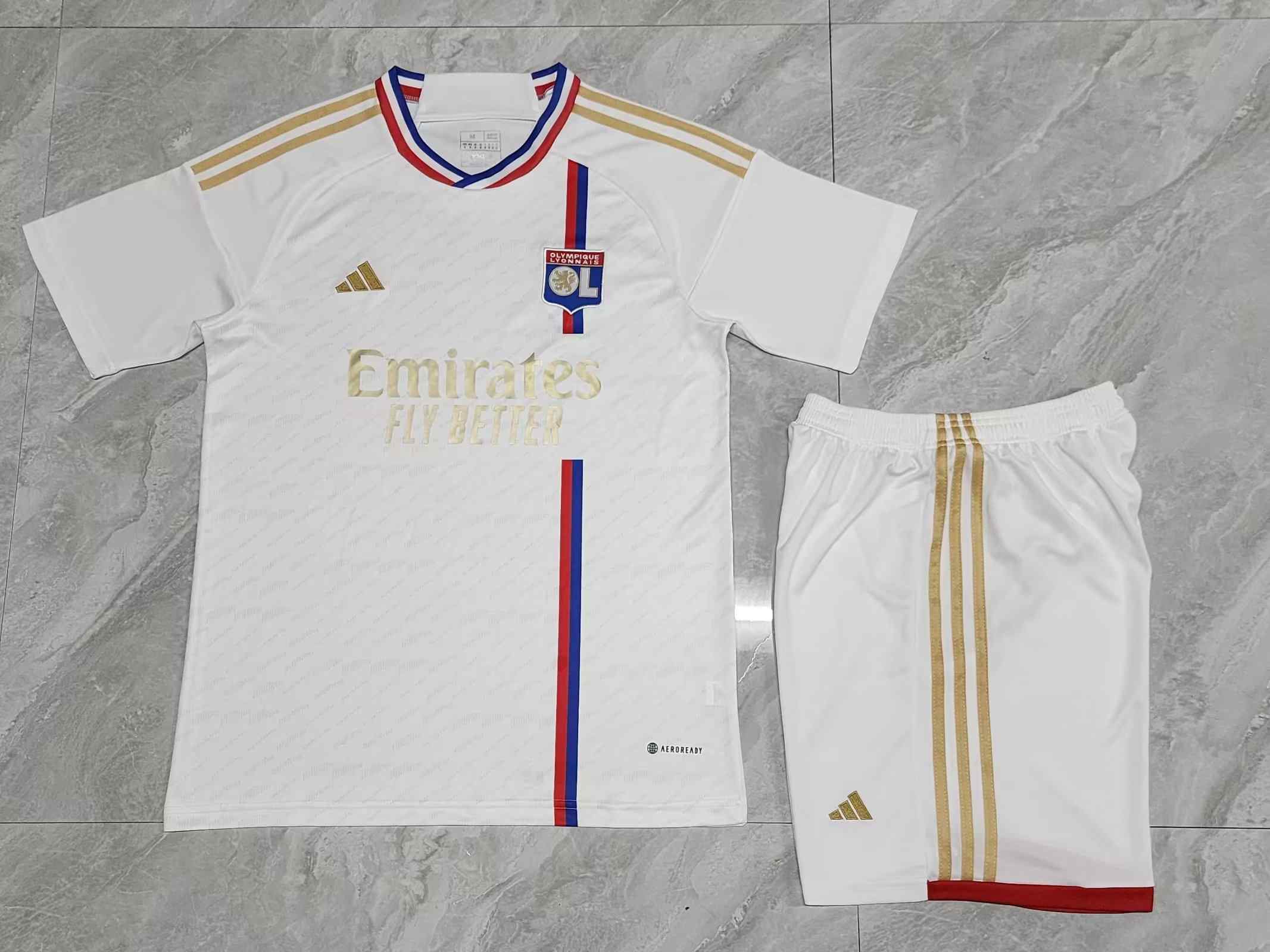 Men's  Olympique Lyonnais  2023-24 Home Custom  Replica Jersey Kit  - White