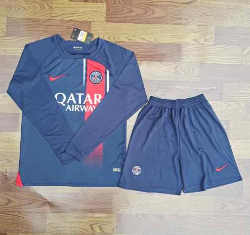 Men's Paris Saint-Germain  2023-24 Home Custom Long Sleeve Replica Jersey Kit