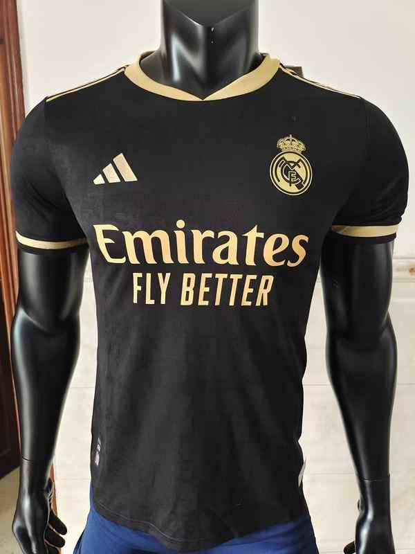 Men's Real Madrid adidas 2023-24 Away  Custom Replica Jersey black player verison