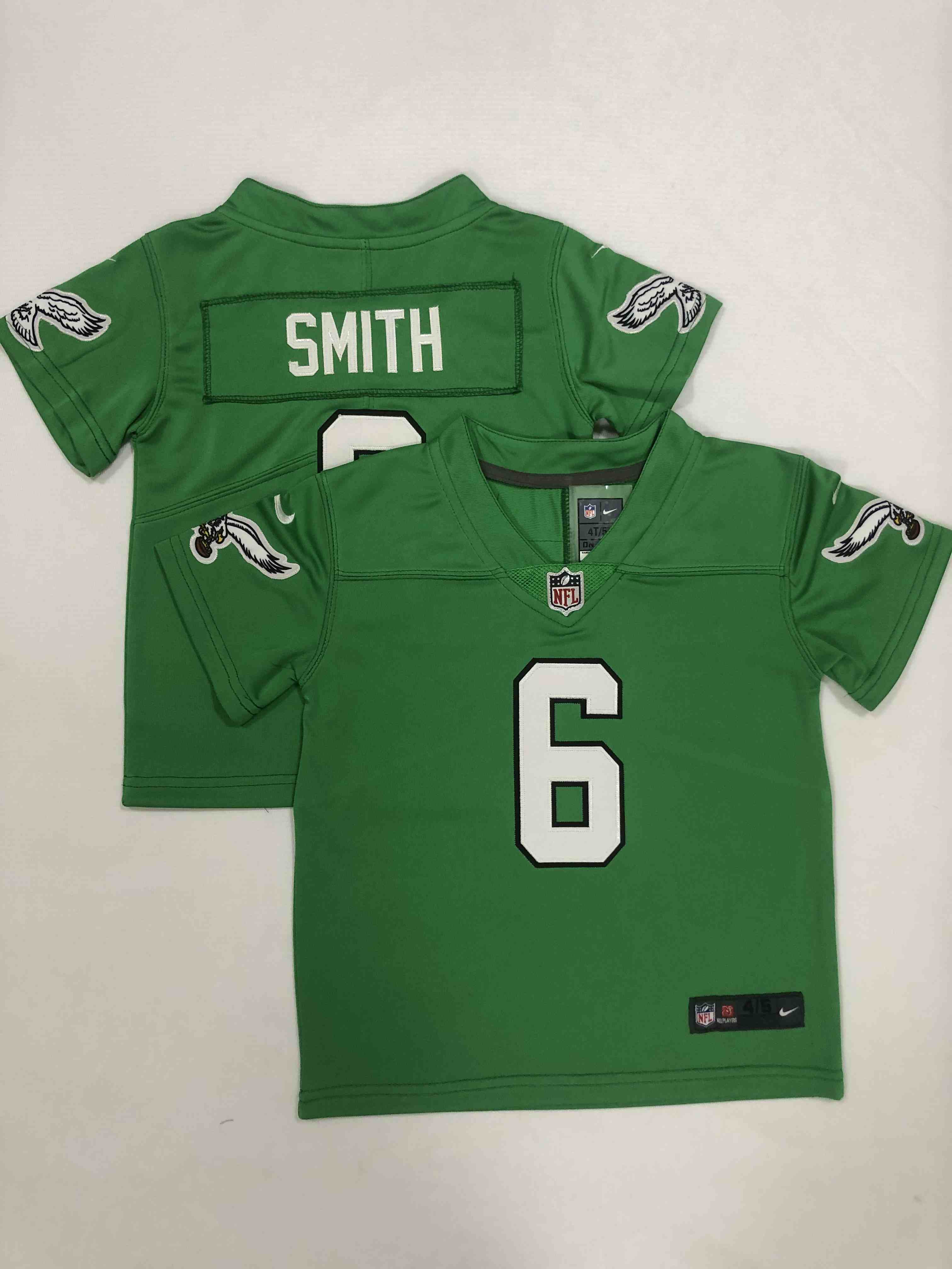 Toddler Philadelphia Eagles 6 DeVonta Smith Nike Kelly Green Throwback Vapor Untouchable Limited Stitched Football Jersey