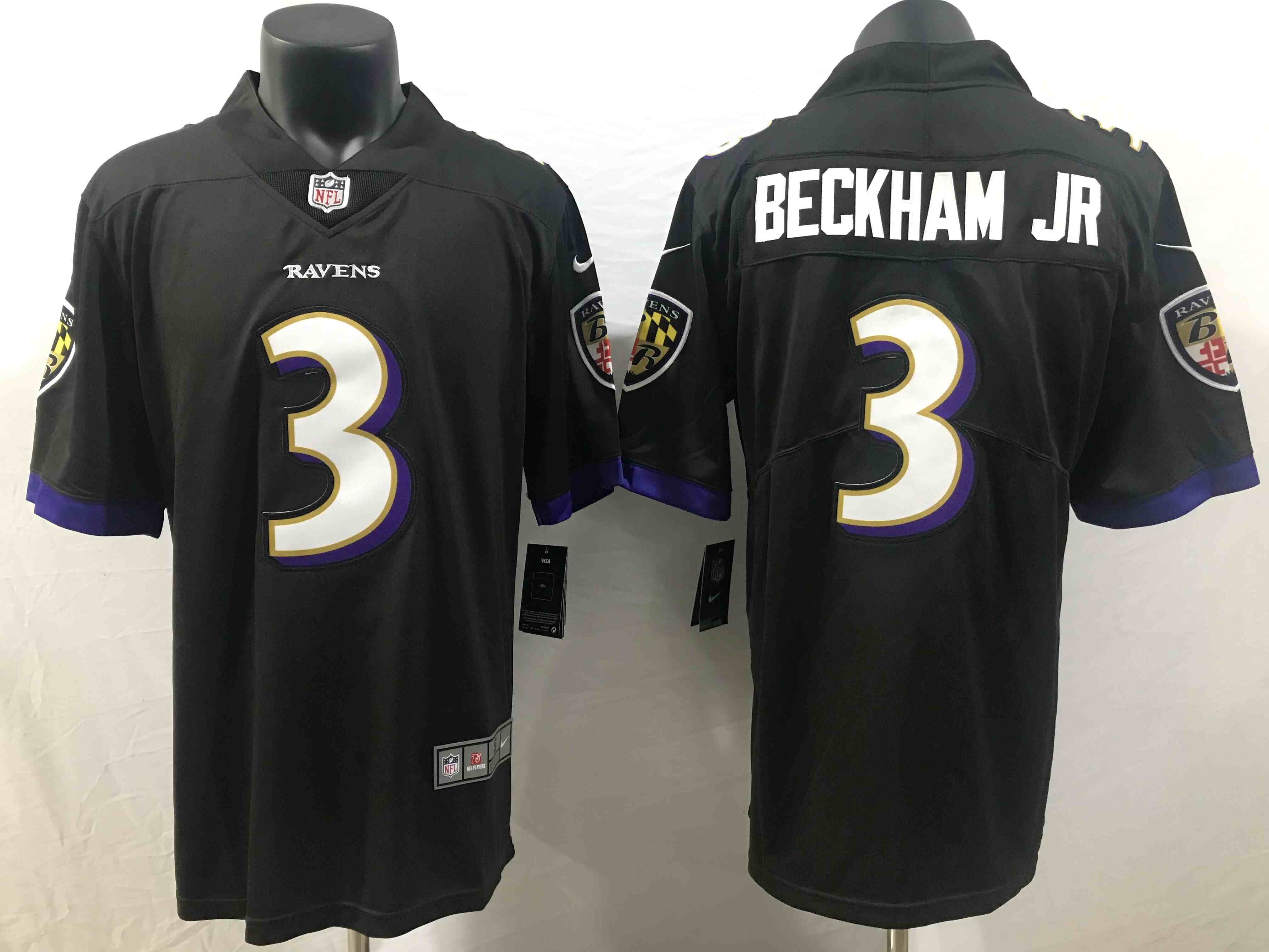 Men's Baltimore Ravens #3 Odell Beckham Jr Black Vapor Untouchable Limited Jersey