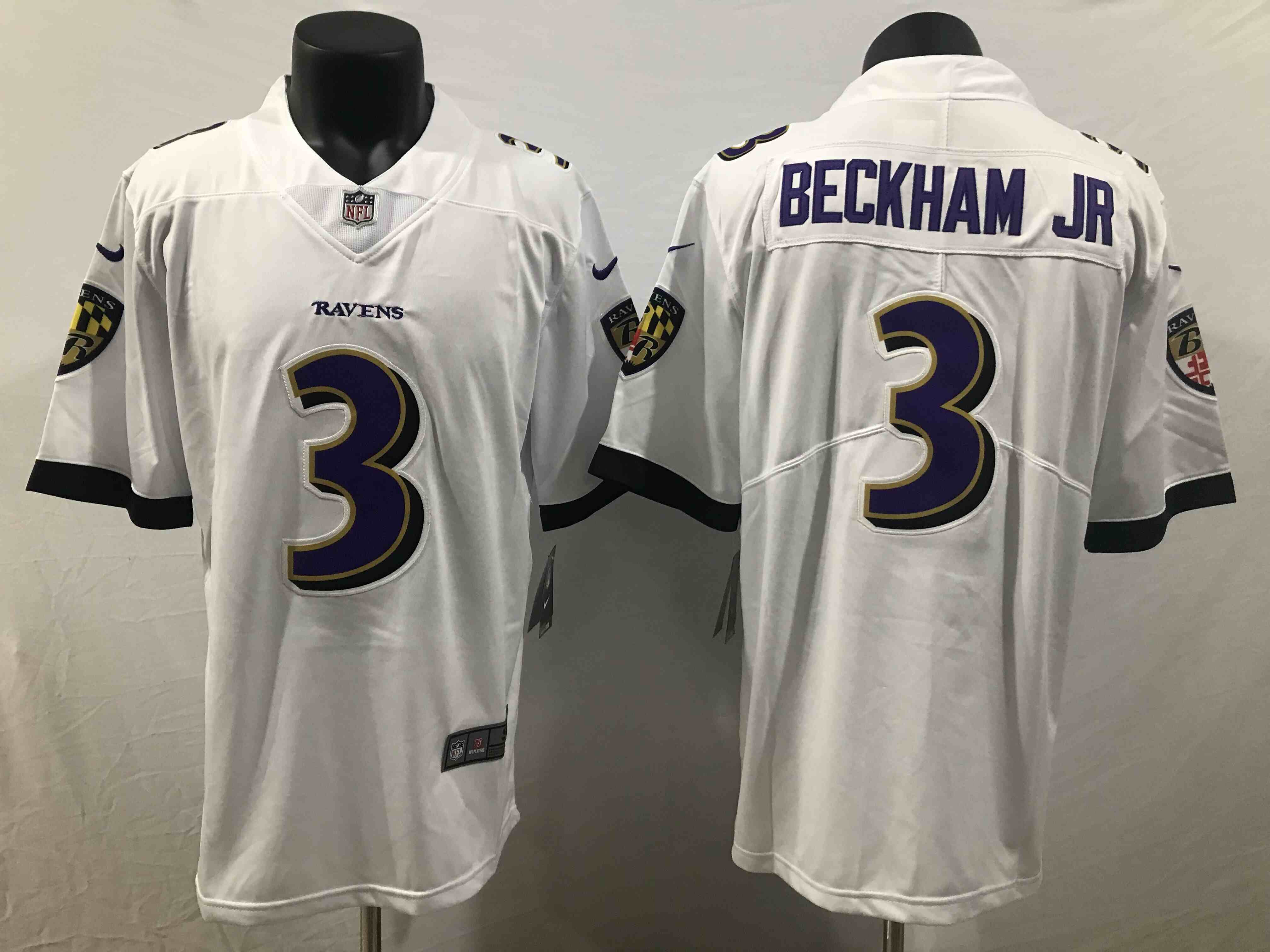 Men's Baltimore Ravens #3 Odell Beckham Jr White Vapor Untouchable Limited Jersey