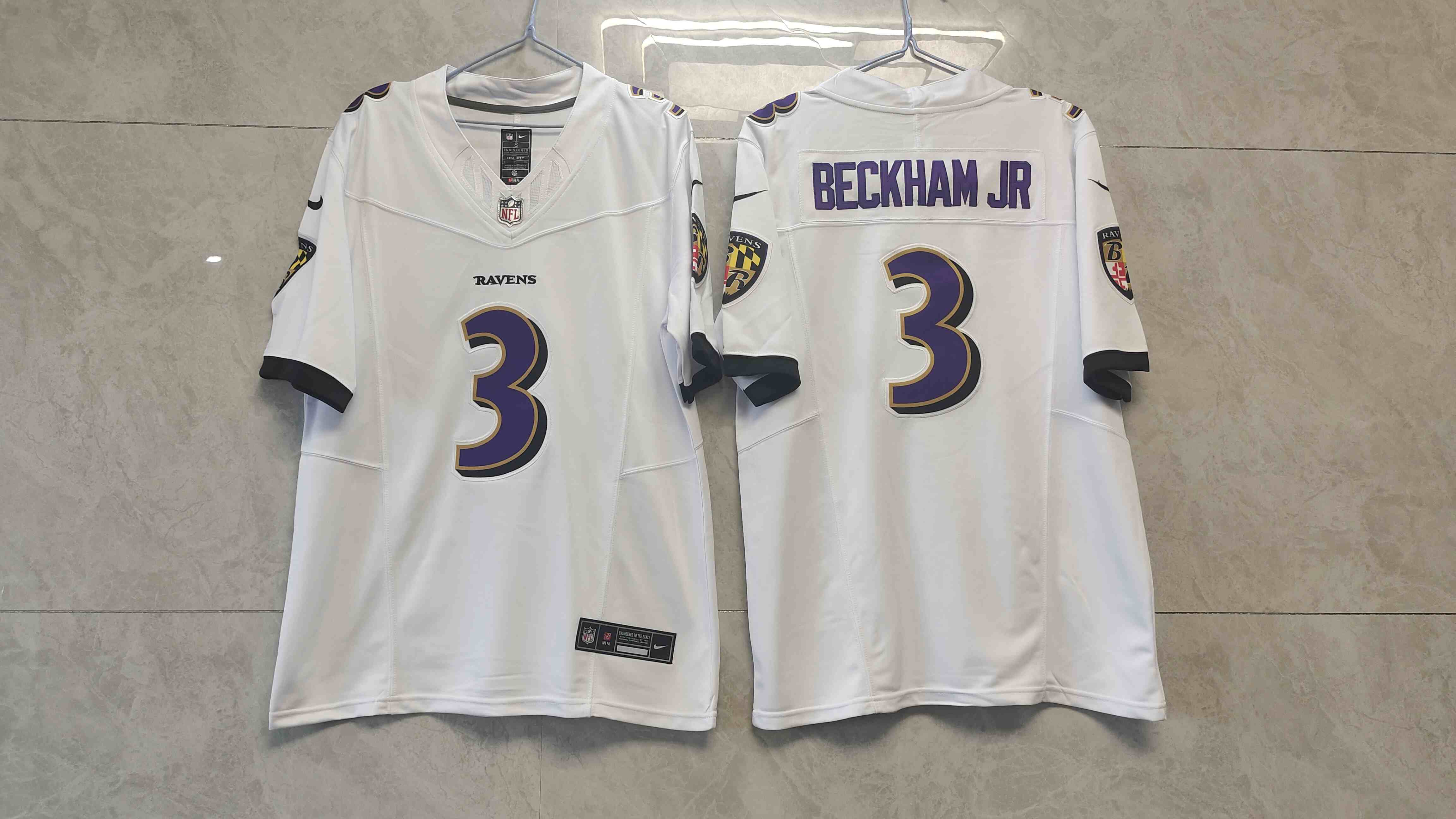 Men's Baltimore Ravens #3 Odell Beckham Jr. White 2023 F.U.S.E. Vapor Untouchable Stitched Jersey