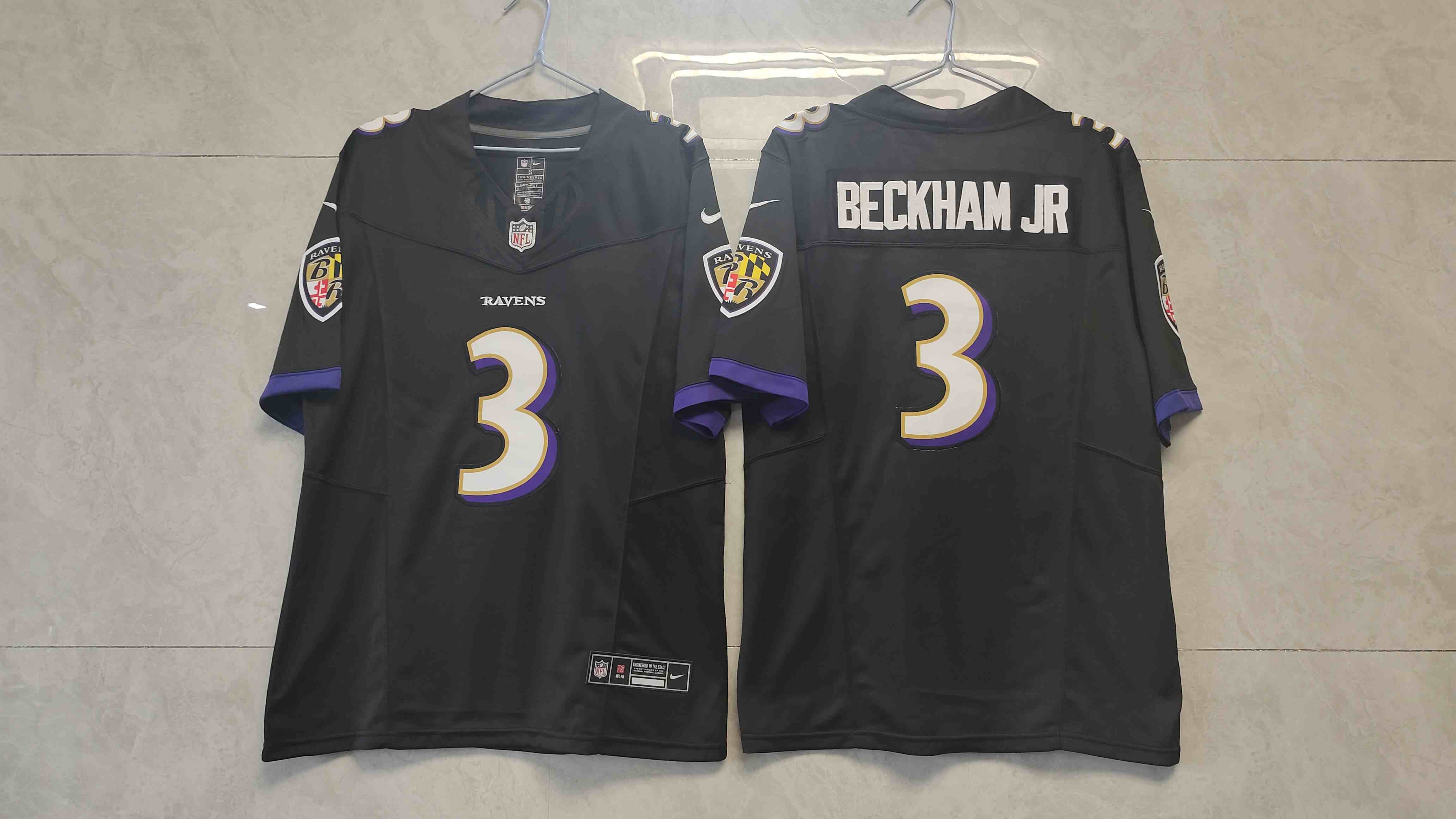 Men's Baltimore Ravens #3 Odell Beckham Jr. Black 2023 F.U.S.E. Vapor Untouchable Stitched Jersey