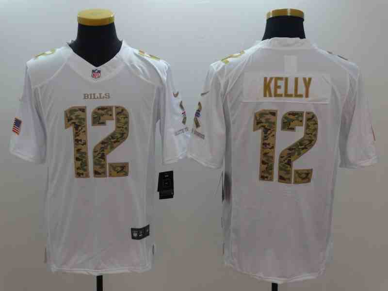 Men's Buffalo  Bills #12 Jim Kelly white Men's Stitched NFL Limited Salute To Service Jersey