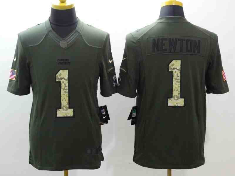 Men's Carolina Panthers #1 Cam Newton Green  Men's Stitched NFL Limited Salute to Service Jersey