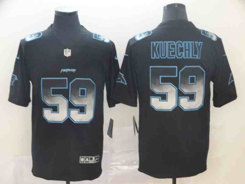 Men's Carolina Panthers #59 Luke Kuechly Black Smoke Fashion Limited Stitched NFL Jersey