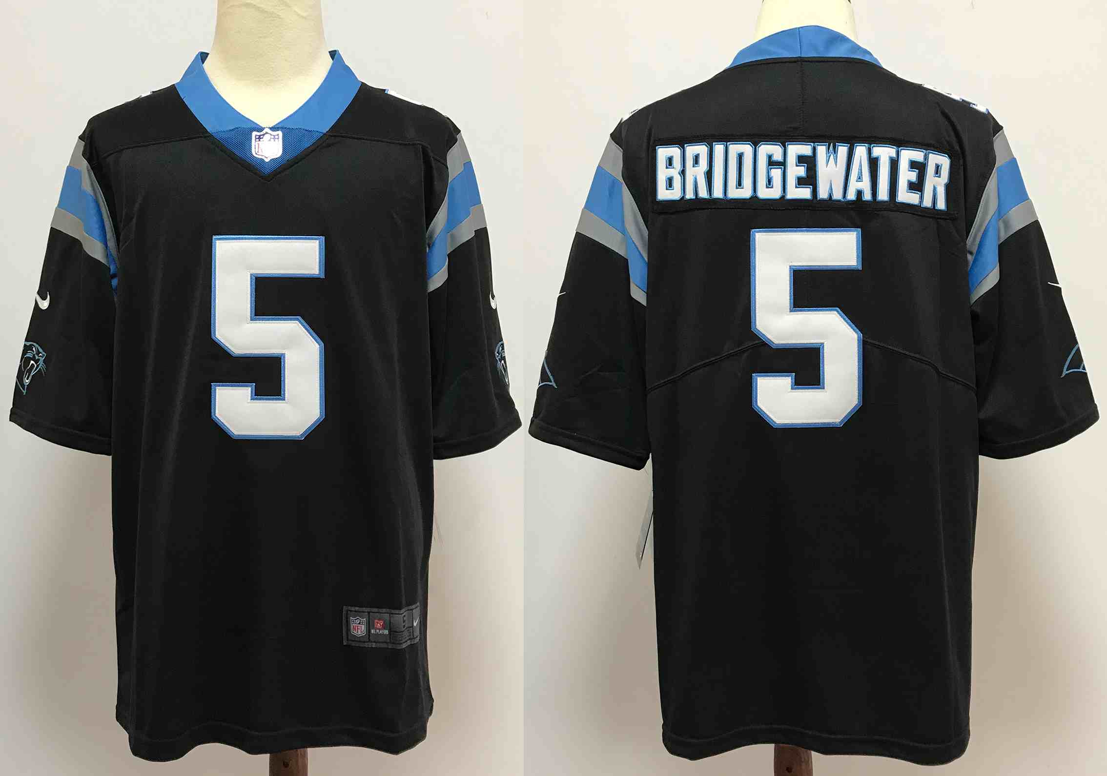 Men's Carolina Panthers #5 Teddy Bridgewater Light Black Vapor Untouchable Stitched NFL Nike Limited Jersey