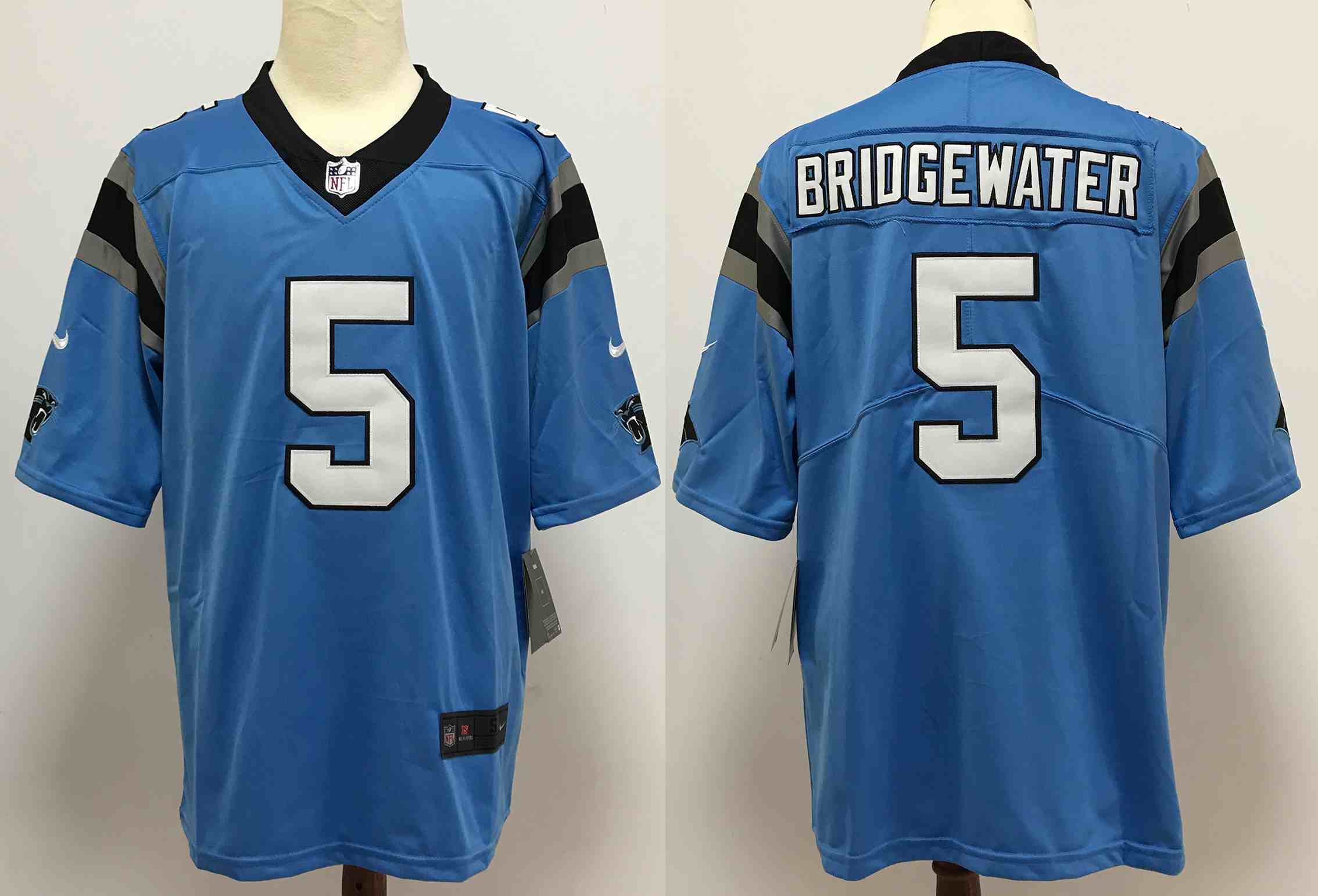 Men's Carolina Panthers #5 Teddy Bridgewater Light Blue Vapor Untouchable Stitched NFL Nike Limited Jersey