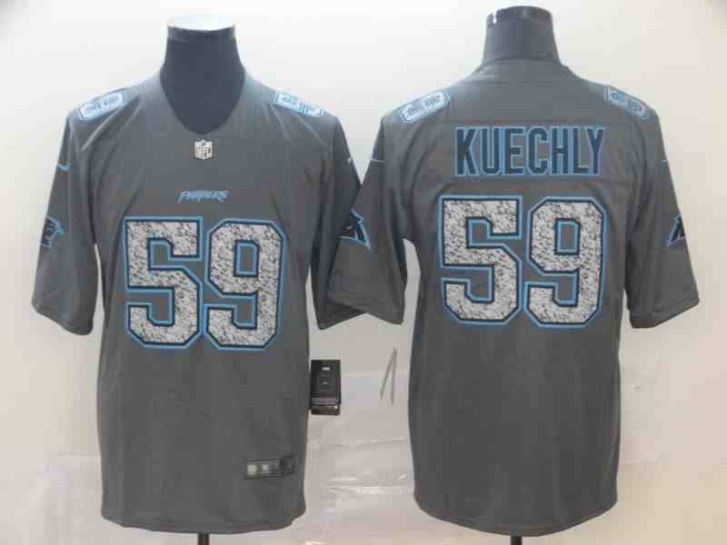 Men's Carolina Panthers #59 Luke Kuechly  Gray Fashion Static Limited Stitched NFL Jersey