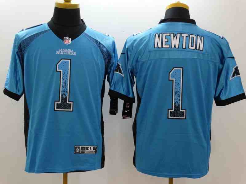 Men's Panthers #1 Cam Newton Blue  Drift Fashion Color Rush Limited Stitched NFL Jersey