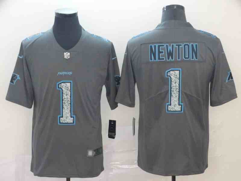 Men's Carolina Panthers #1 Cam Newton Gray Fashion Static Limited Stitched NFL Jersey